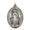 Sterling Silver Antiqued Miraculous Medal, 43 x 26 mm