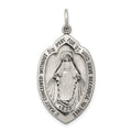 Sterling Silver Antiqued Miraculous Medal, 32 x 16 mm
