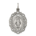 Sterling Silver Antiqued Miraculous Medal, 28 x 16 mm