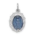 Sterling Silver Platinum-plated Miraculous Medal, 19 x 10 mm, 1.51 g - ID5S9QC35058L7