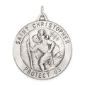 Sterling Silver Antiqued St. Christopher Medal, 40 x 33 mm