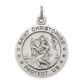Sterling Silver Antiqued St. Christopher Medal, 26 x 20 mm