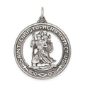 Sterling Silver Antiqued St. Christopher Medal, 38 x 30 mm