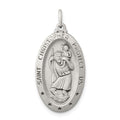 Sterling Silver Antiqued St. Christopher Medal, 30 x 15 mm