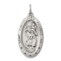 Sterling Silver Antiqued St. Christopher Medal, 35 x 17 mm