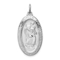 Sterling Silver Platinum-plated St. Christopher Medal, 35 x 17 mm