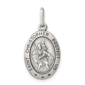 Sterling Silver Antiqued St. Christopher Medal, 25 x 12 mm