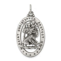 Sterling Silver Antiqued St. Christopher Medal, 36 x 20 mm