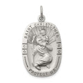 Sterling Silver Antiqued St. Christopher Medal, 32 x 20 mm