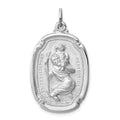Sterling Silver Platinum-plated St. Christopher Medal, 35 x 20 mm