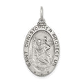 Sterling Silver Antiqued St. Christopher Hockey Medal, 30 x 15 mm