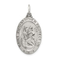 Sterling Silver Antiqued St. Christopher Baseball Medal, 30 x 15 mm