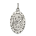 Sterling Silver Antiqued St.Christopher Soccer Medal, 30 x 17 mm