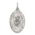 Sterling Silver Antiqued St.Christopher Football Medal, 30 x 15 mm