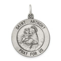 Sterling Silver Antiqued Saint Anthony Medal, 30 x 21 mm
