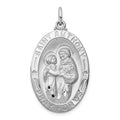 Sterling Silver Platinum-plated St. Anthony Medal, 37 x 22 mm