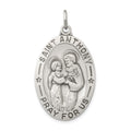 Sterling Silver Antiqued Saint Anthony Medal, 35 x 25 mm, 4.95 g