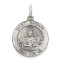 Sterling Silver Antiqued St. Barbara Medal, 26 x 20 mm