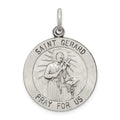 Sterling Silver Antiqued Saint Gerard Medal, 30 x 22 mm