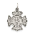 Sterling Silver Antiqued Saint Florian Badge Medal, 25 x 15 mm