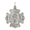 Sterling Silver Antiqued Saint Florian Badge Medal, 35 x 27 mm