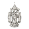 Sterling Silver Antiqued Saint Florian Medal, 40 x 21 mm