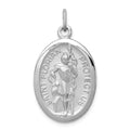 Sterling Silver Platinum-plated Saint Florian Medal, 35 x 20 mm