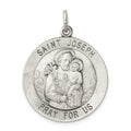 Sterling Silver Antiqued Saint Joseph Medal, 35 x 26 mm