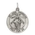 Sterling Silver Antiqued Saint Jude Thaddeus Medal, 30 x 22 mm