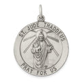 Sterling Silver Antiqued St. Jude Thaddeus Medal, 34 x 24 mm