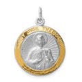 Sterling Silver Platinum-plated Saint Jude Thaddeus Medal, 25 x 20 mm