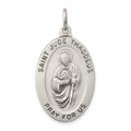 Sterling Silver Antiqued Saint Jude Thaddeus Medal, 32 x 18 mm, 2.6 g