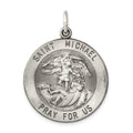 Sterling Silver Antiqued Saint Michael Medal, 35 x 25 mm