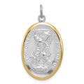 Sterling Silver Reversible Platinum-plated & Vermeil St. Michael Medal, 35 x 20 mm