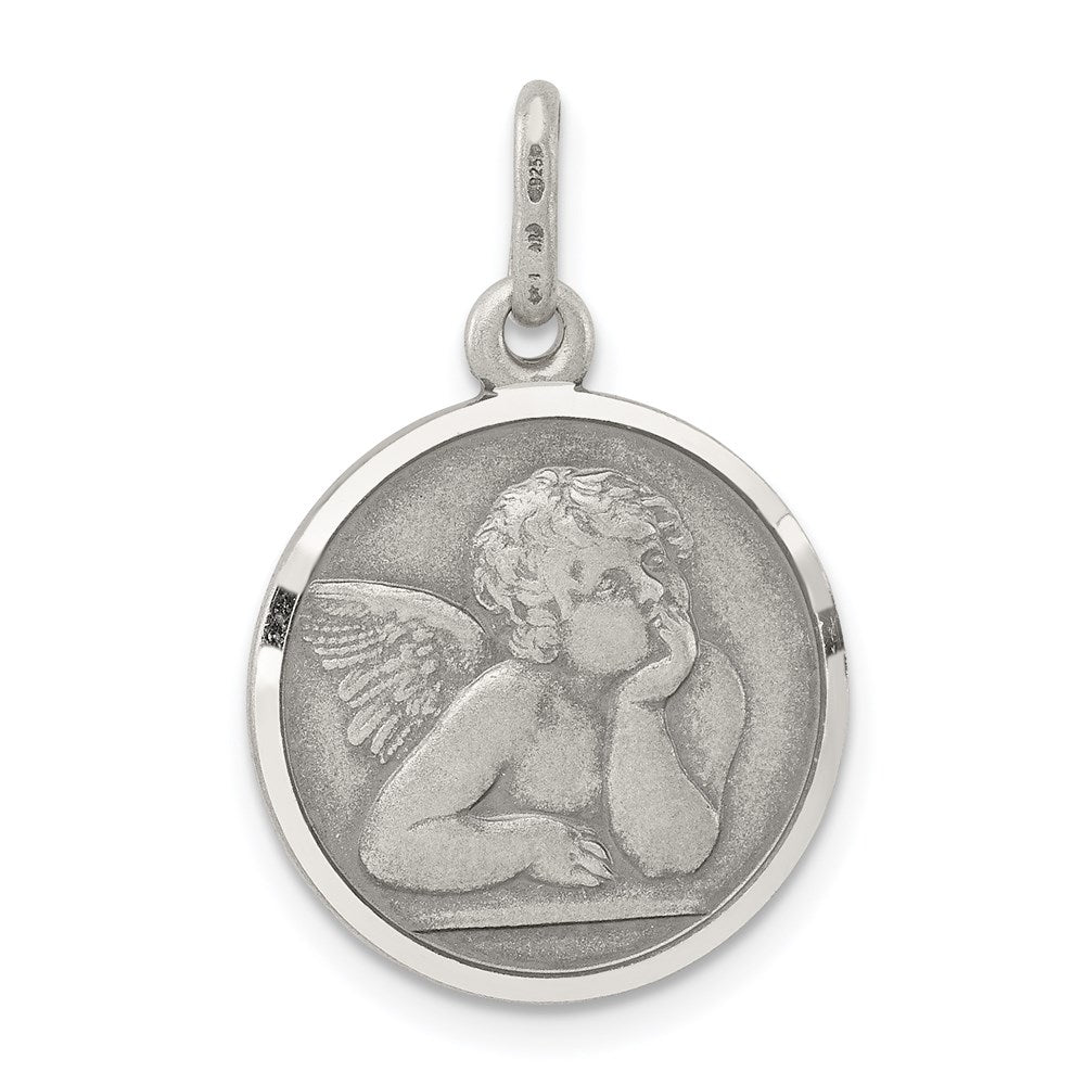Sterling Silver Antiqued Raphael Angel Charm, 20 x 15 mm, 2.03 g