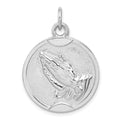 Sterling Silver Rhodium-plated Praying Hands Serenity Prayer on Back Medal, 30 x 20 mm