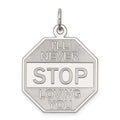 Sterling Silver Rhodium-plated I'll Never stop loving you Charm, 28 x 21 mm