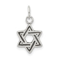 Sterling Silver Antiqued Star of David Charm, 12 x 10 mm