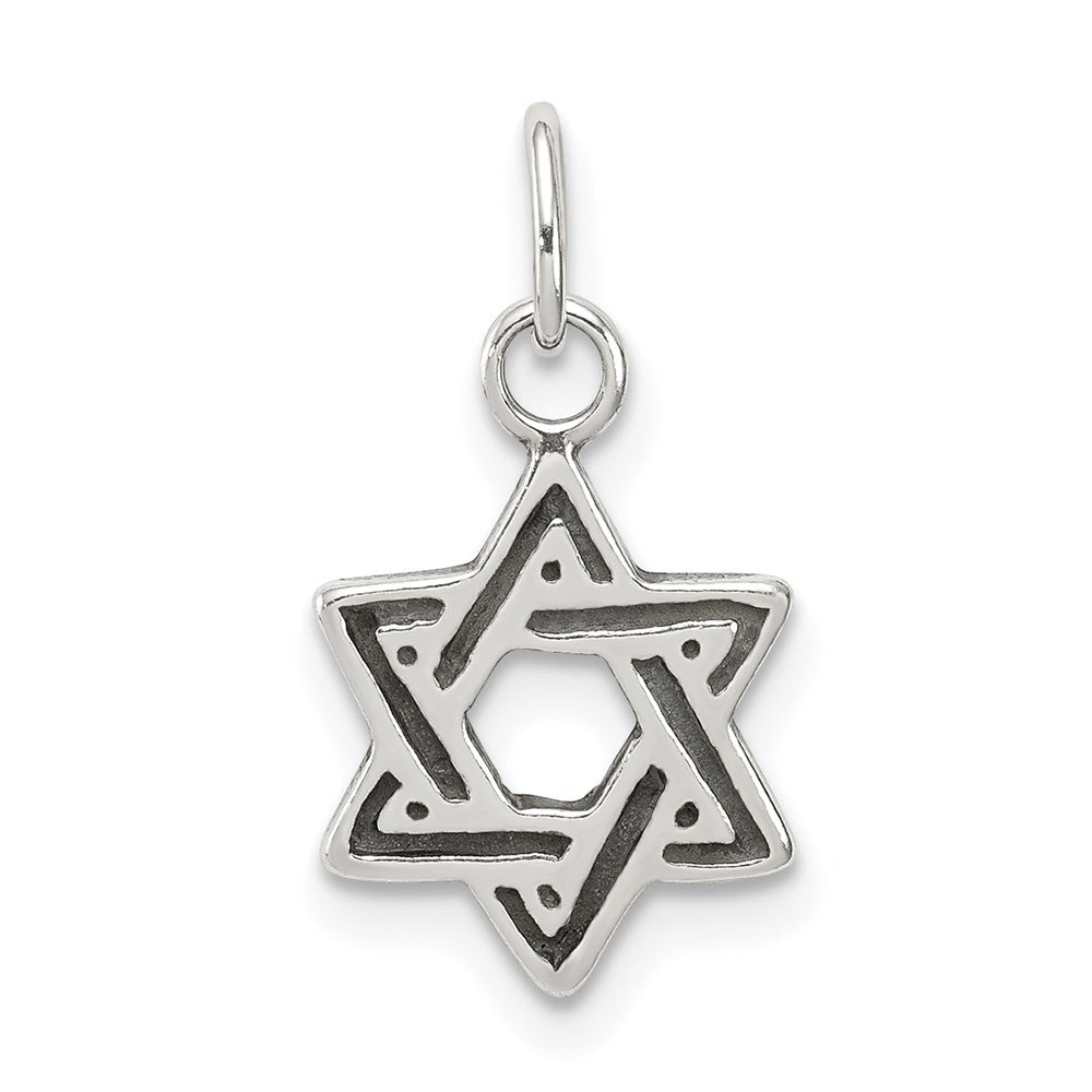Sterling Silver Antiqued Star of David Charm, 12 x 10 mm