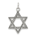 Sterling Silver Antiqued Star of David Charm, 28 x 20 mm