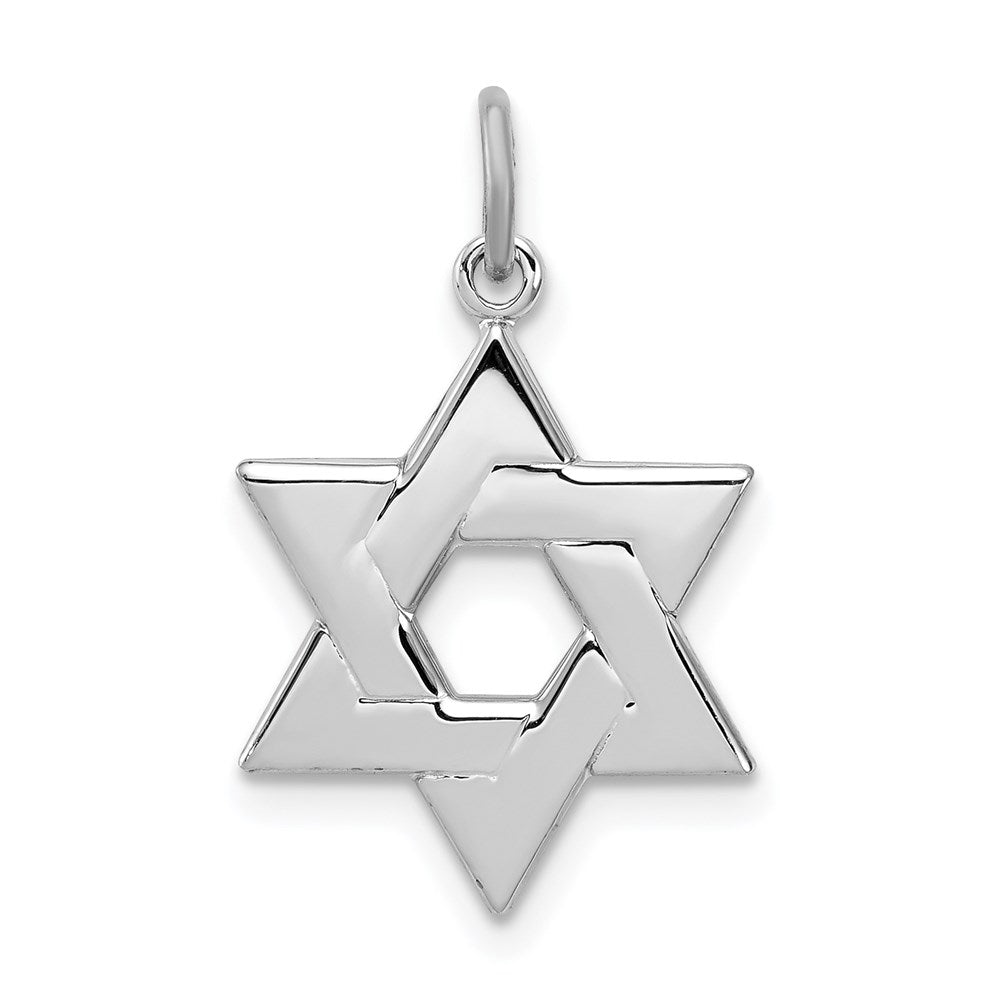 Sterling Silver Platinum-plated Star of David Charm, 18 x 14 mm