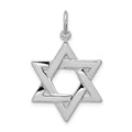 Sterling Silver Platinum-plated Star of David Charm, 24 x 20 mm