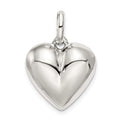 Sterling Silver Puffed Heart Charm, 22 x 16 mm
