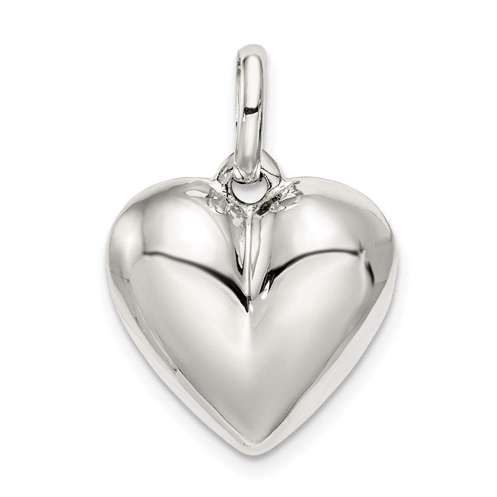 Sterling Silver Puffed Heart Charm, 22 x 16 mm