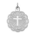 Sterling Silver Rhodium-plated Confirmation Disc Charm, 25 x 23 mm