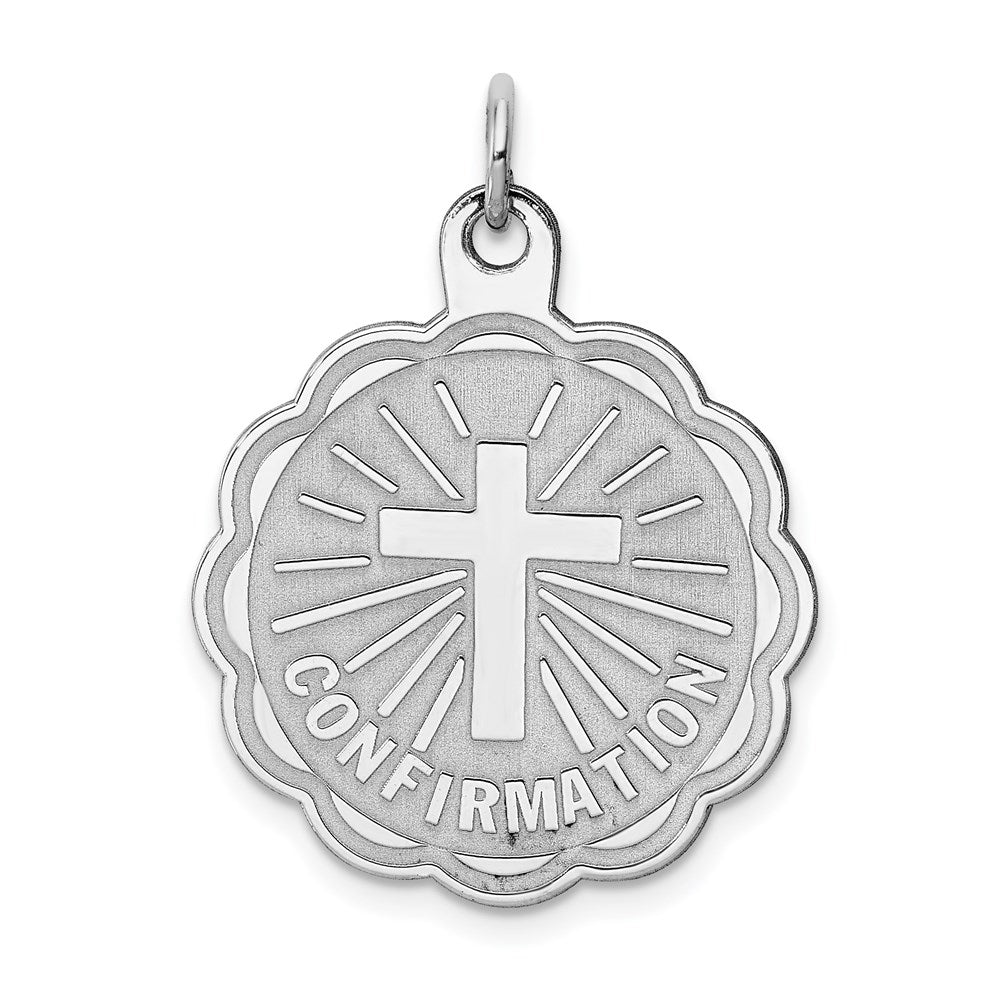 Sterling Silver Rhodium-plated Confirmation Disc Charm, 25 x 23 mm