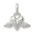 Sterling Silver Heart w/Wings Charm, 15 x 16 mm
