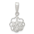 Sterling Silver I Love You Charm, 23 x 12 mm