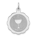 Sterling Silver Rhodium-plated First Holy Communion Disc Charm, 25 x 20 mm