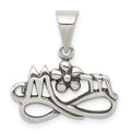 Sterling Silver Antiqued Mom Charm, 15 x 20 mm